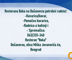 Restoranu Boka na Dušanovcu potrebni radnici
